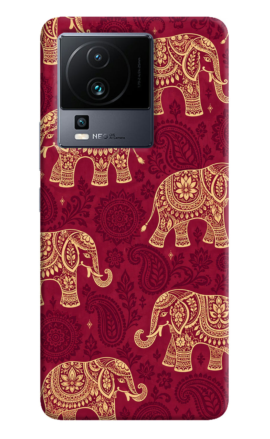 Maroon Elephant iQOO Neo 7 Back Cover, Hard case