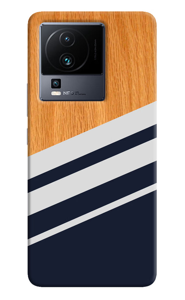 Blue and white wooden iQOO Neo 7 Pro Hard Case Back Cover by Casekaro