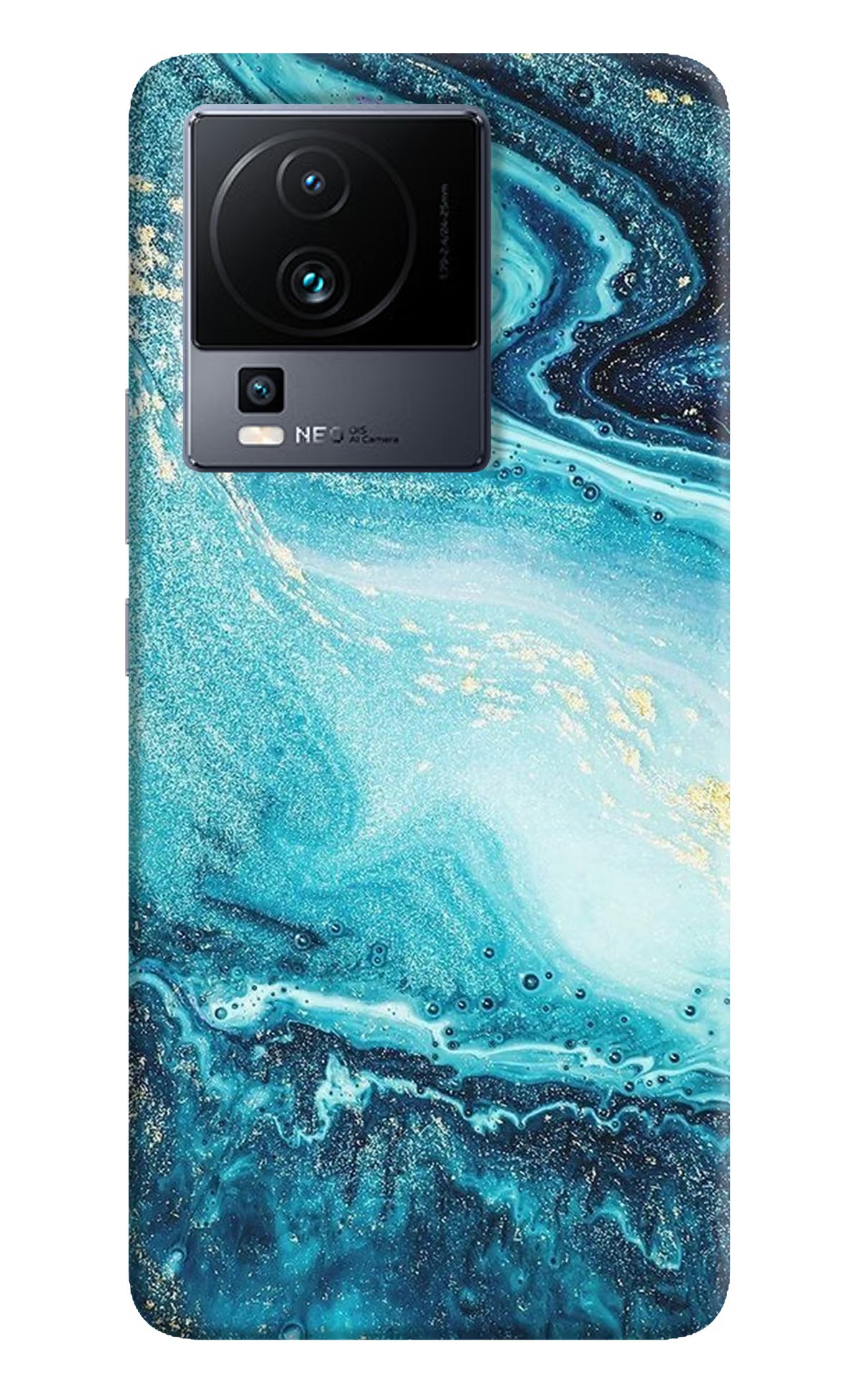 Blue Glitter Marble iQOO Neo 7 Pro Hard Case Back Cover by Casekaro