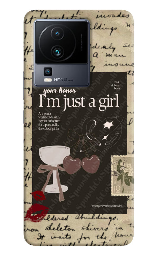 I am just a girl iQOO Neo 7 Pro Hard Case Back Cover by Casekaro