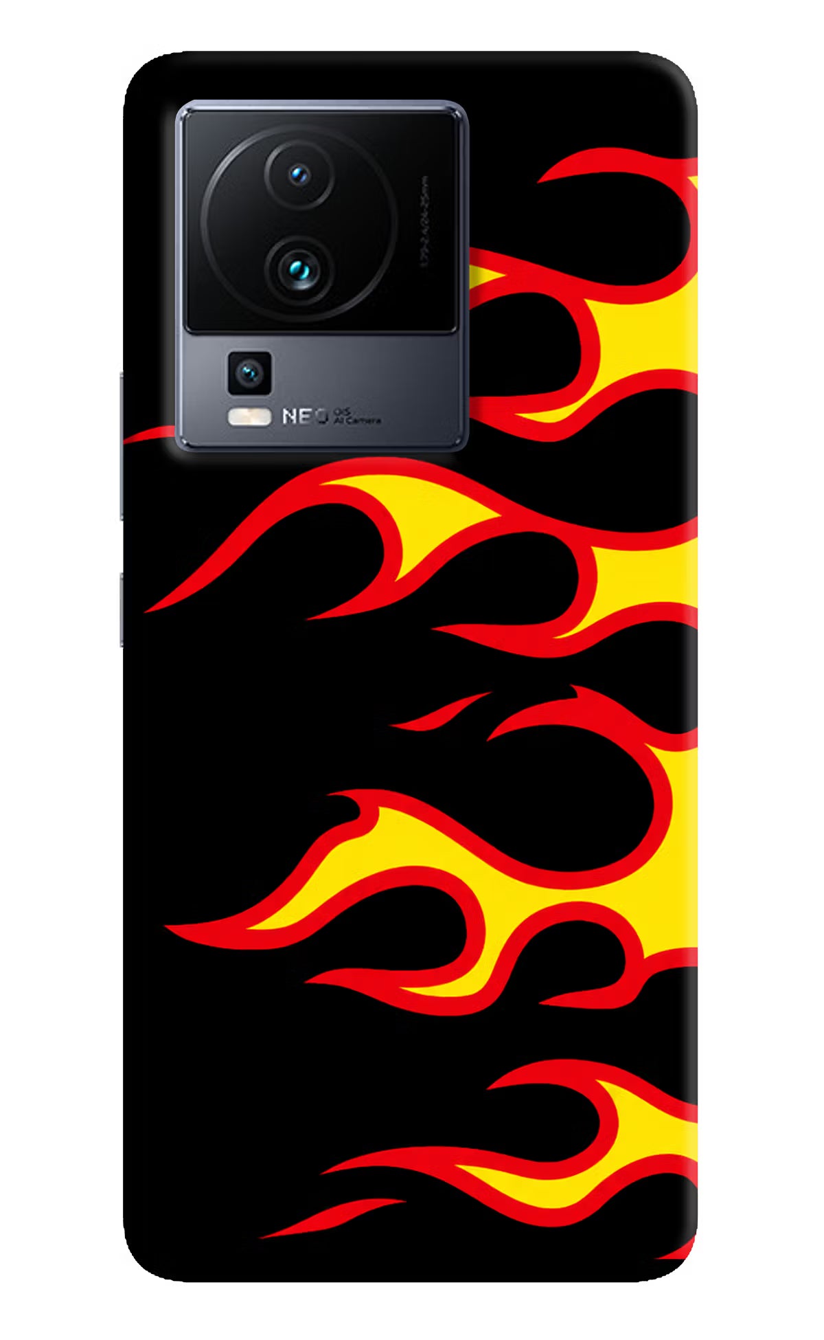 Side Sweep Flames iQOO Neo 7 Pro Hard Case Back Cover by Casekaro