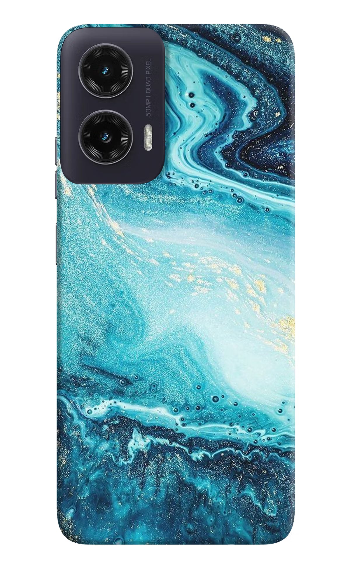 Blue Glitter Marble Moto G35 5G Hard Case Back Cover by Casekaro