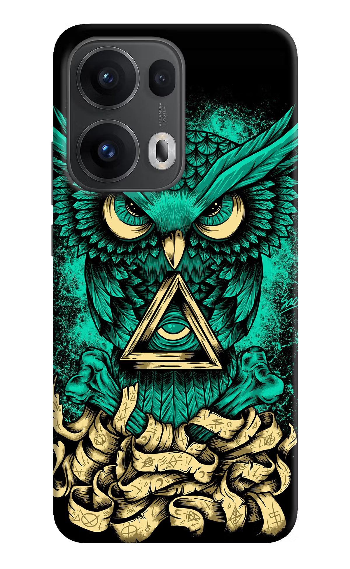 Green Owl Oppo Reno13 Pro 5G Hard Case Back Cover by Casekaro