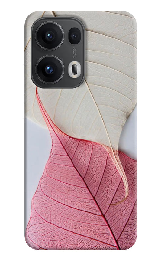 White Pink Leaf Oppo Reno13 Pro 5G Hard Case Back Cover by Casekaro