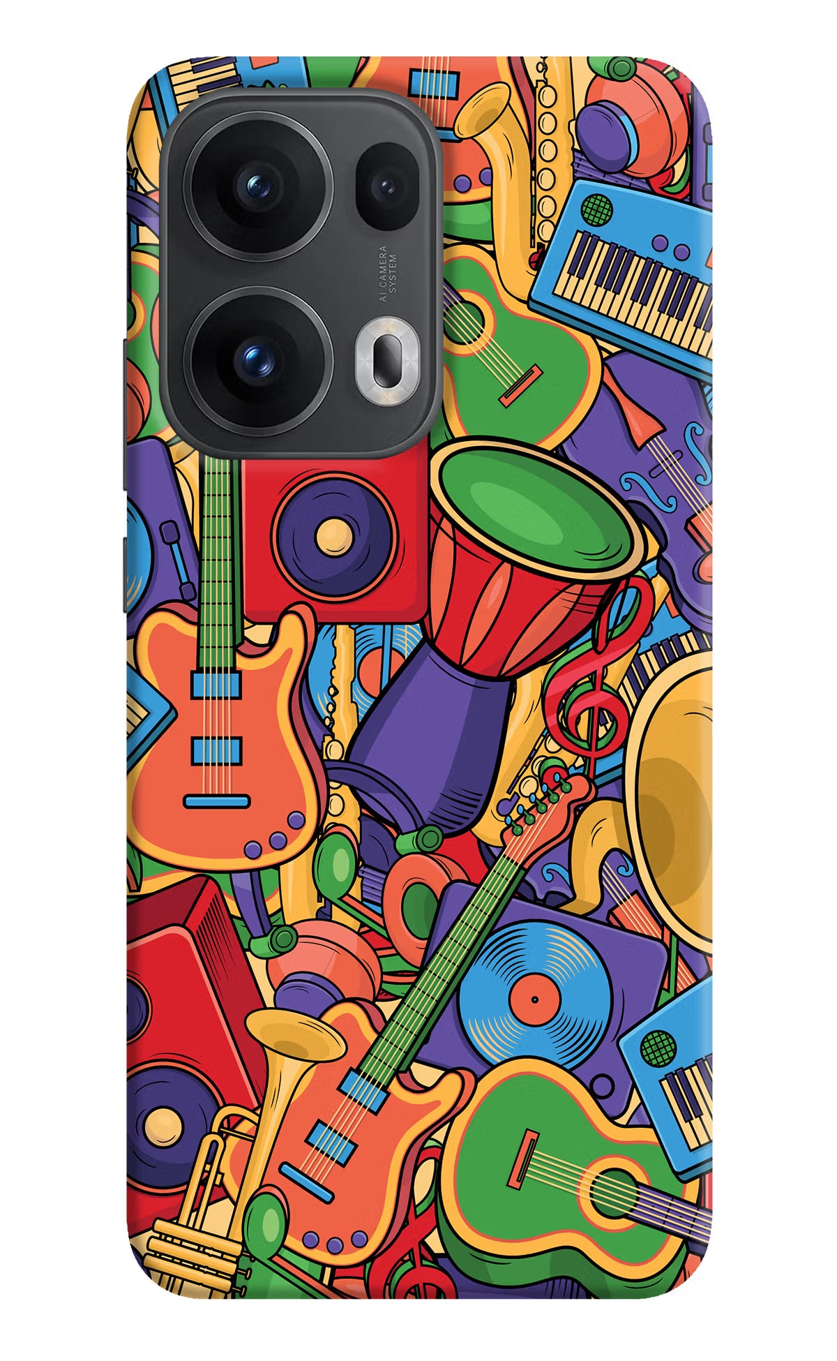 Music Instrument Doodle Oppo Reno13 Pro 5G Hard Case Back Cover by Casekaro