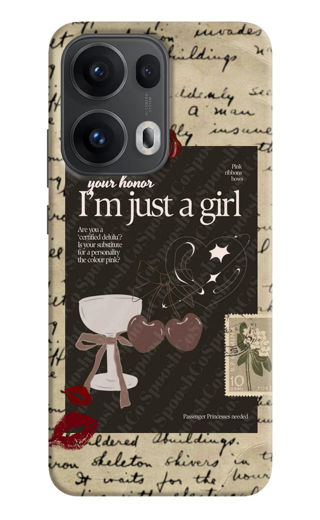 I am just a girl Oppo Reno13 Pro 5G Hard Case Back Cover by Casekaro