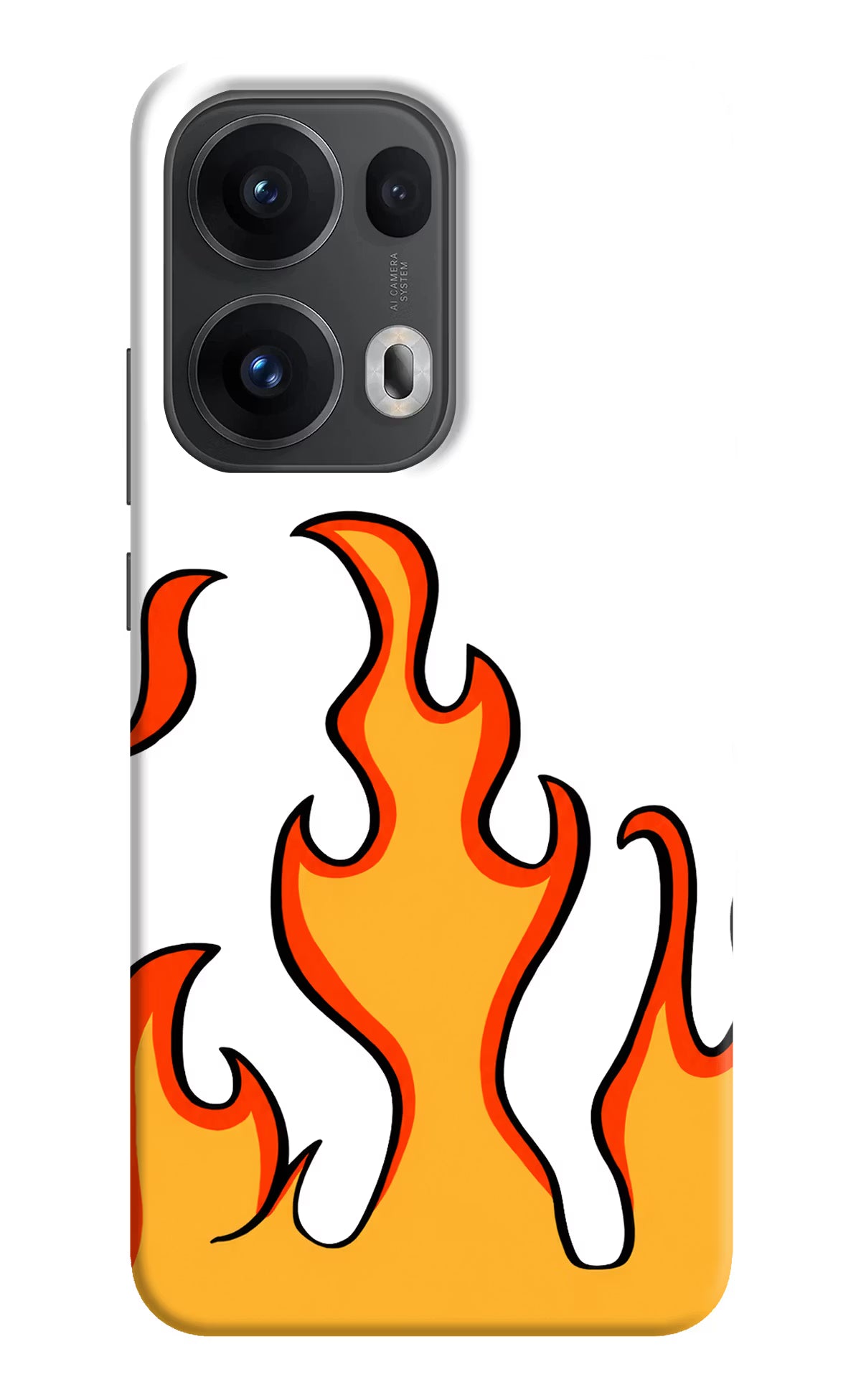 Fired Up – White Oppo Reno13 Pro 5G Hard Case Back Cover by Casekaro