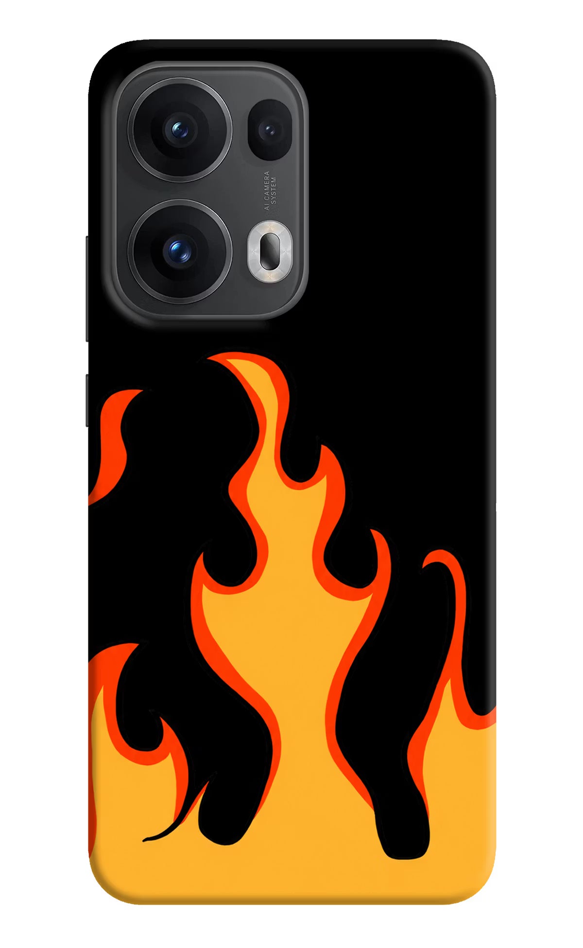Fired Up – Black Oppo Reno13 Pro 5G Hard Case Back Cover by Casekaro