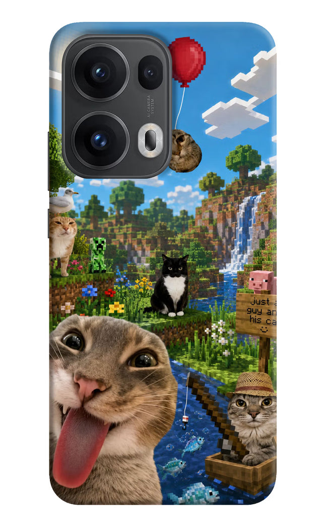 Minecraft Cat Chaos Oppo Reno13 Pro 5G Hard Case Back Cover by Casekaro