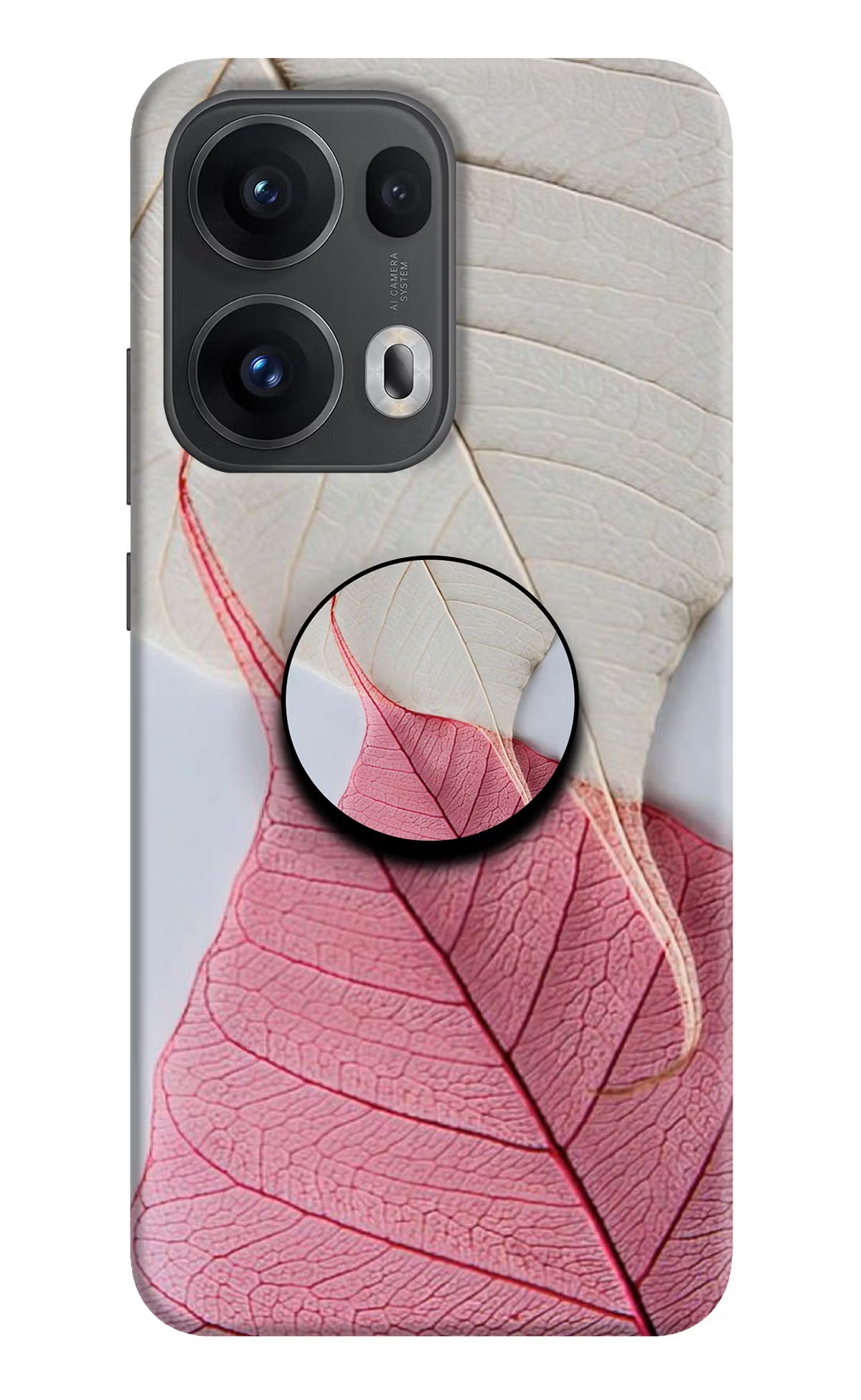 White Pink Leaf Oppo Reno13 Pro 5G Pop Case by Casekaro