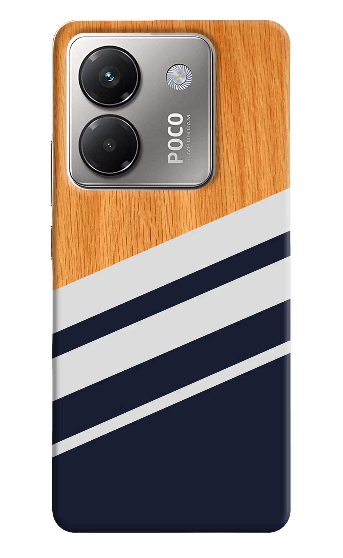 Blue and white wooden Poco M7 Pro 5G Back Cover