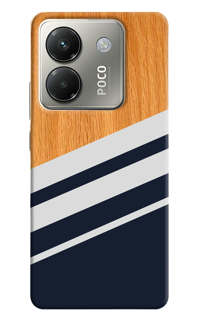 Blue and white wooden Poco M7 Pro 5G Hard Case Back Cover by Casekaro