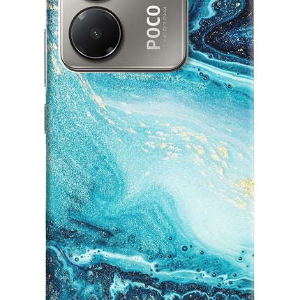 Blue Glitter Marble Poco M7 Pro 5G Back Cover