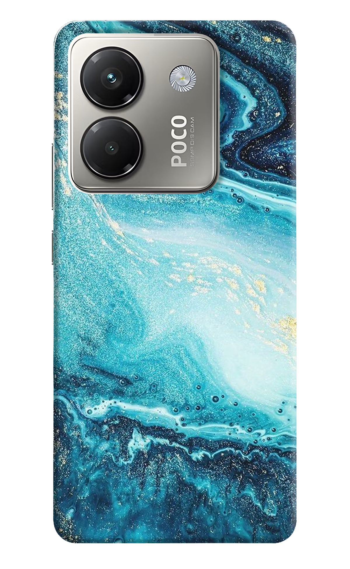 Blue Glitter Marble Poco M7 Pro 5G Back Cover