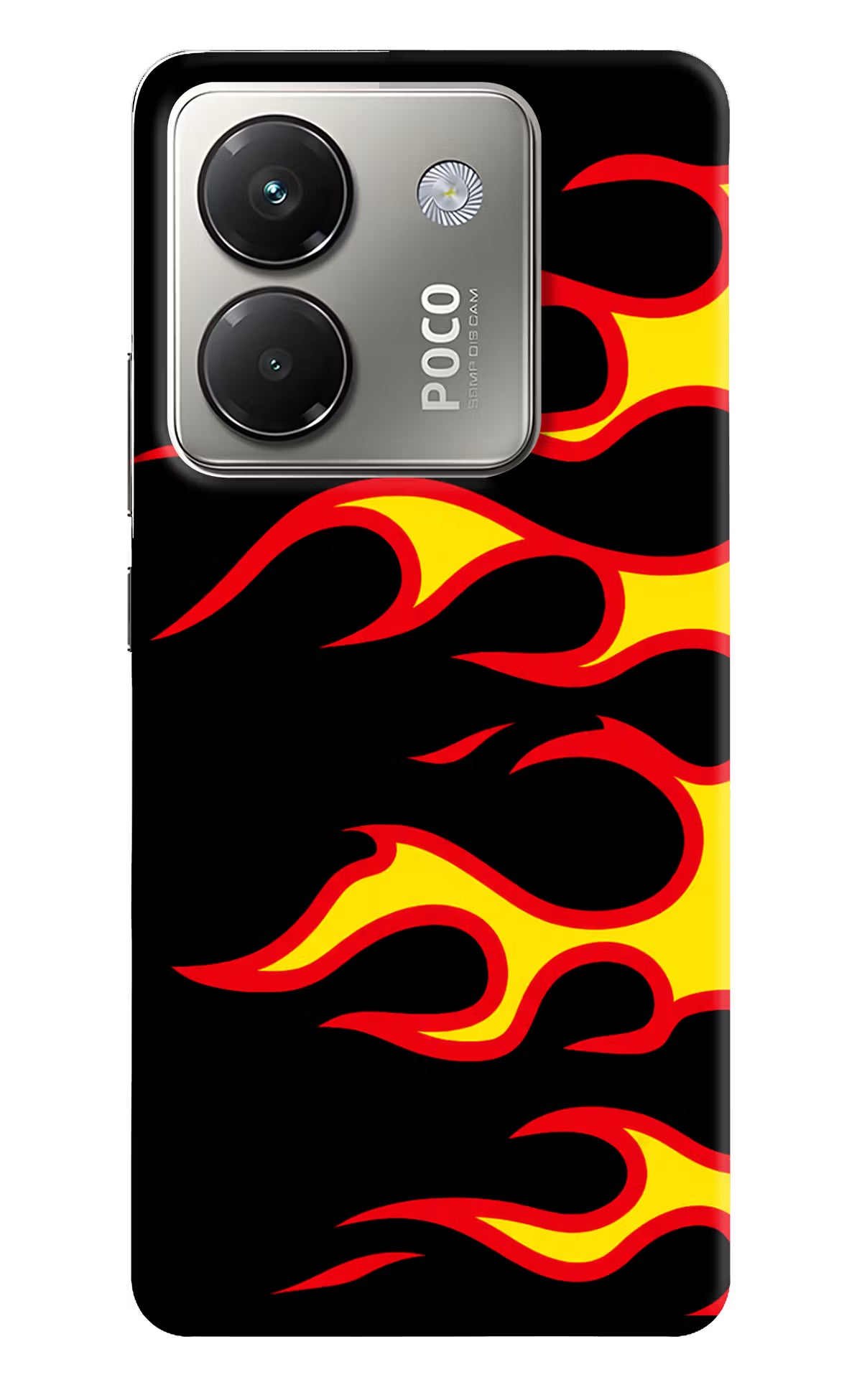 Side Sweep Flames Poco M7 Pro 5G Hard Case Back Cover by Casekaro