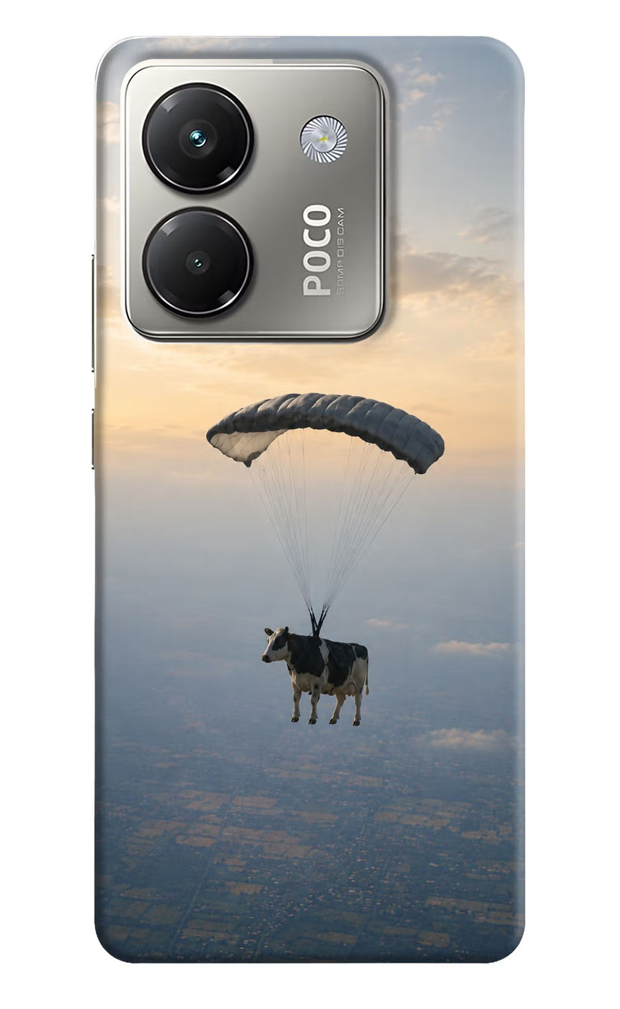 Skydiving Cow Poco M7 Pro 5G Back Cover, Hard case