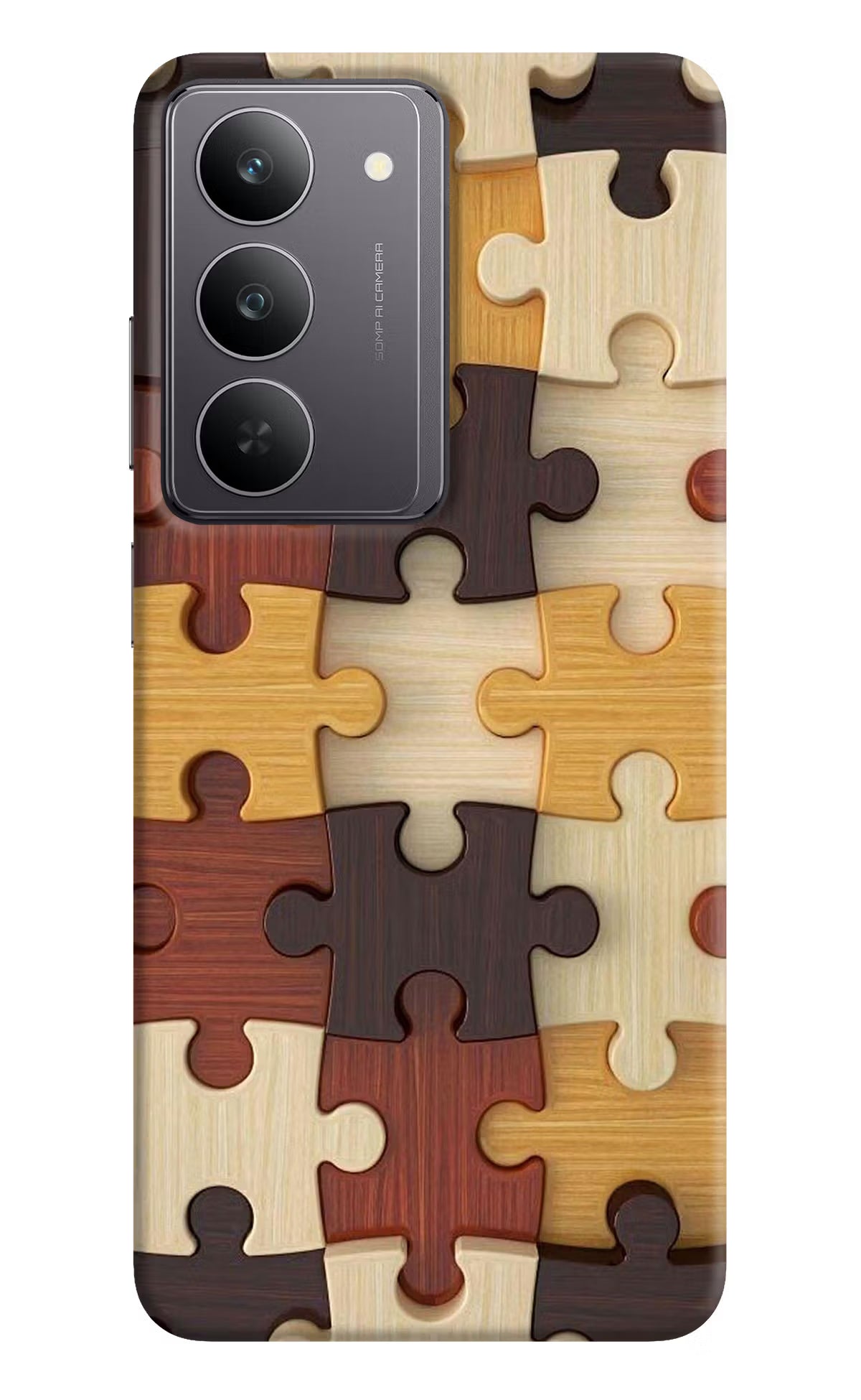 Wooden Puzzle Realme 14x 5G Hard Case Back Cover by Casekaro