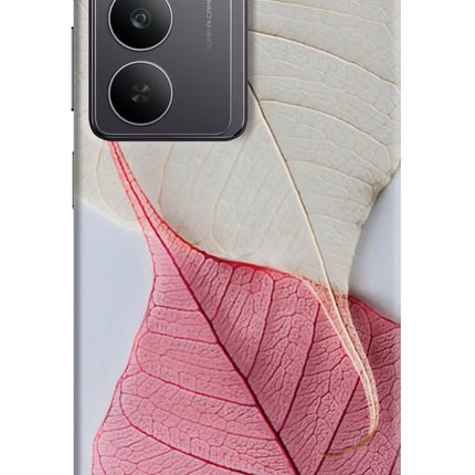 White Pink Leaf Realme 14x 5G Hard Case Back Cover by Casekaro