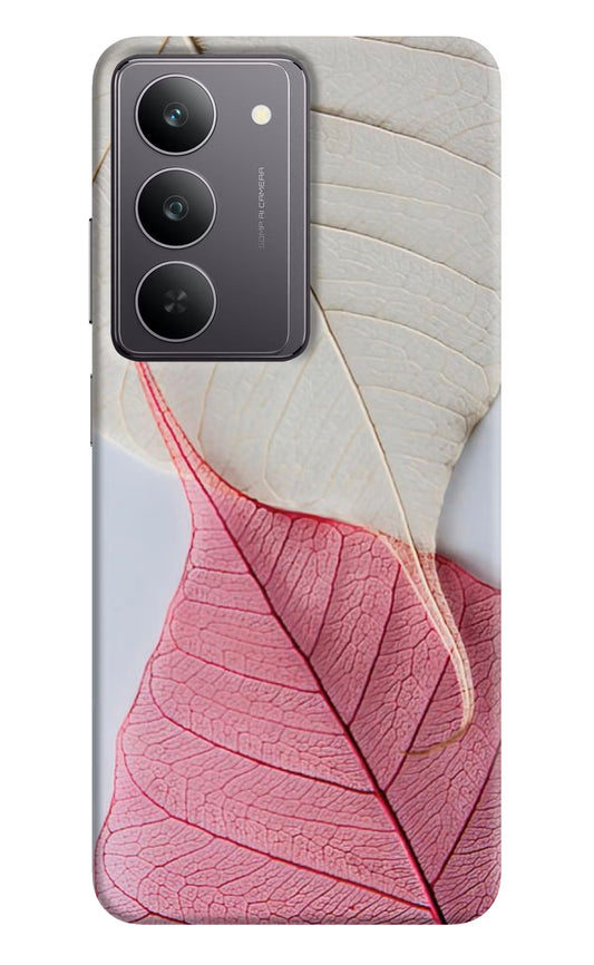 White Pink Leaf Realme 14x 5G Hard Case Back Cover by Casekaro