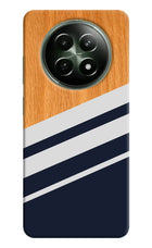Blue and white wooden Realme 12x 5G Hard Case Back Cover by Casekaro