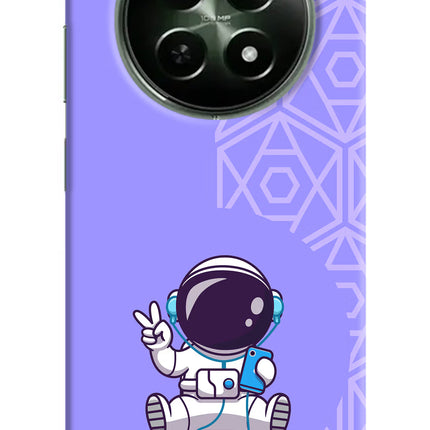 Cute Astronaut Chilling Realme 12x 5G Hard Case Back Cover by Casekaro