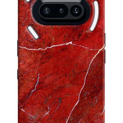 Red Marble Design Nothing Phone 3A Hard Case Back Cover by Casekaro