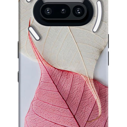 White Pink Leaf Nothing Phone 3A Hard Case Back Cover by Casekaro