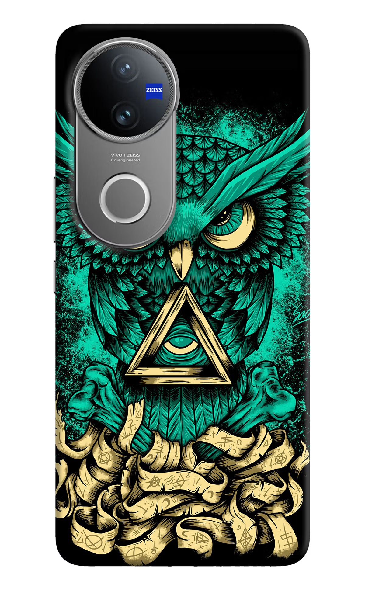 Green Owl Vivo V50 5G Hard Case Back Cover by Casekaro