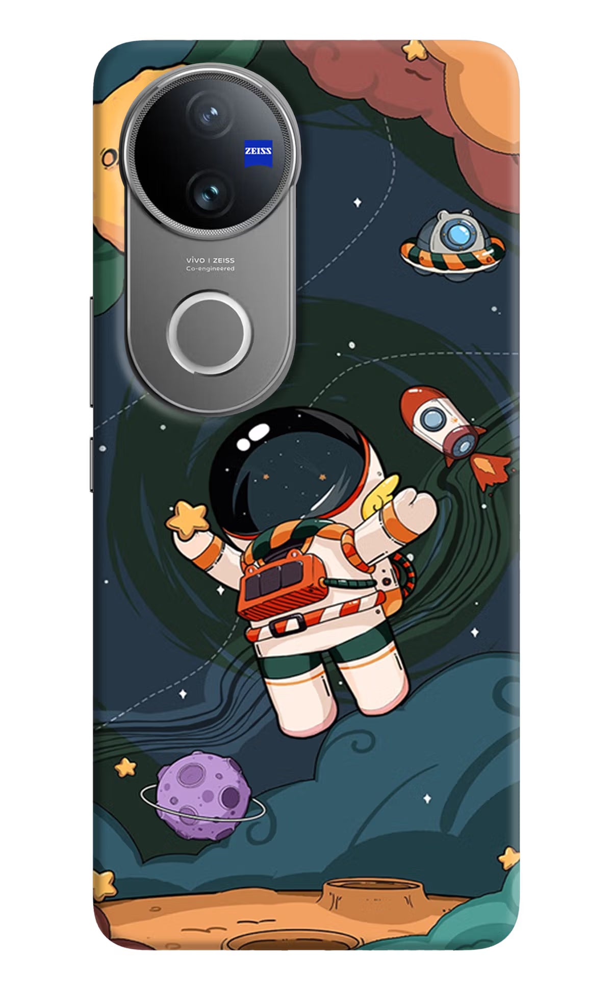 Cartoon Astronaut Vivo V50 5G Hard Case Back Cover by Casekaro