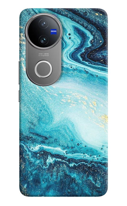 Blue Glitter Marble Vivo V50 5G Hard Case Back Cover by Casekaro