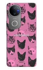 Pink Cats Vivo V50 5G Hard Case Back Cover by Casekaro