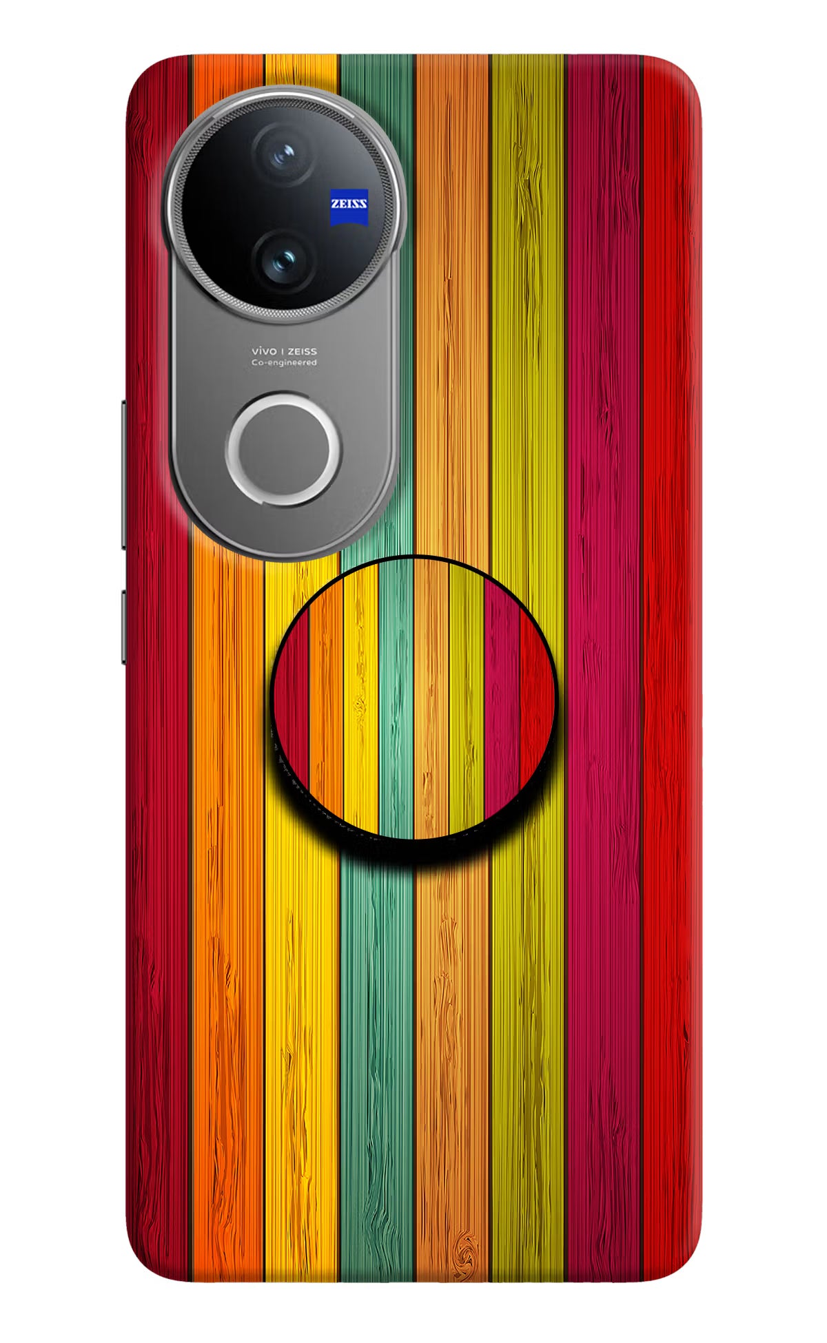 Multicolor Wooden Vivo V50 5G Pop Case by Casekaro