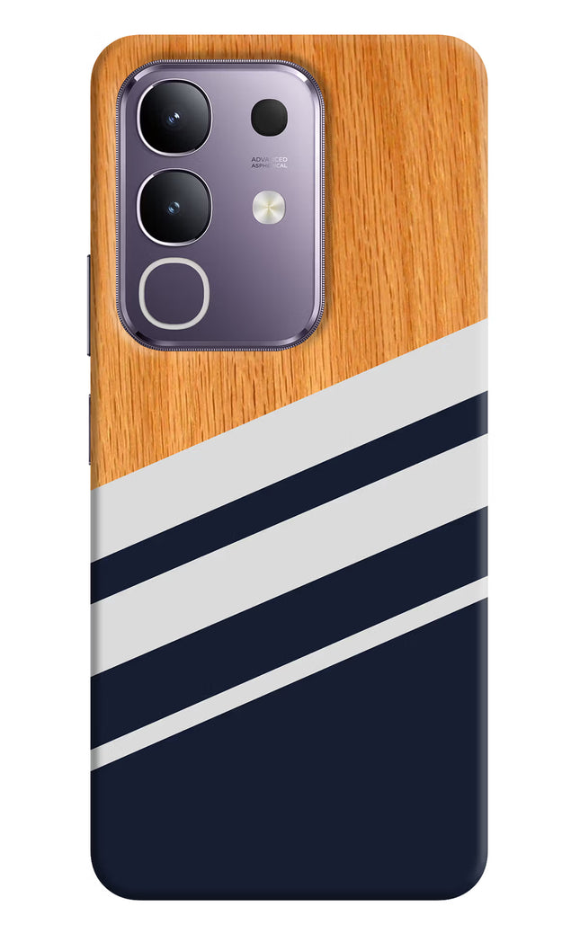 Blue and white wooden Vivo T4x 5G Hard Case Back Cover by Casekaro