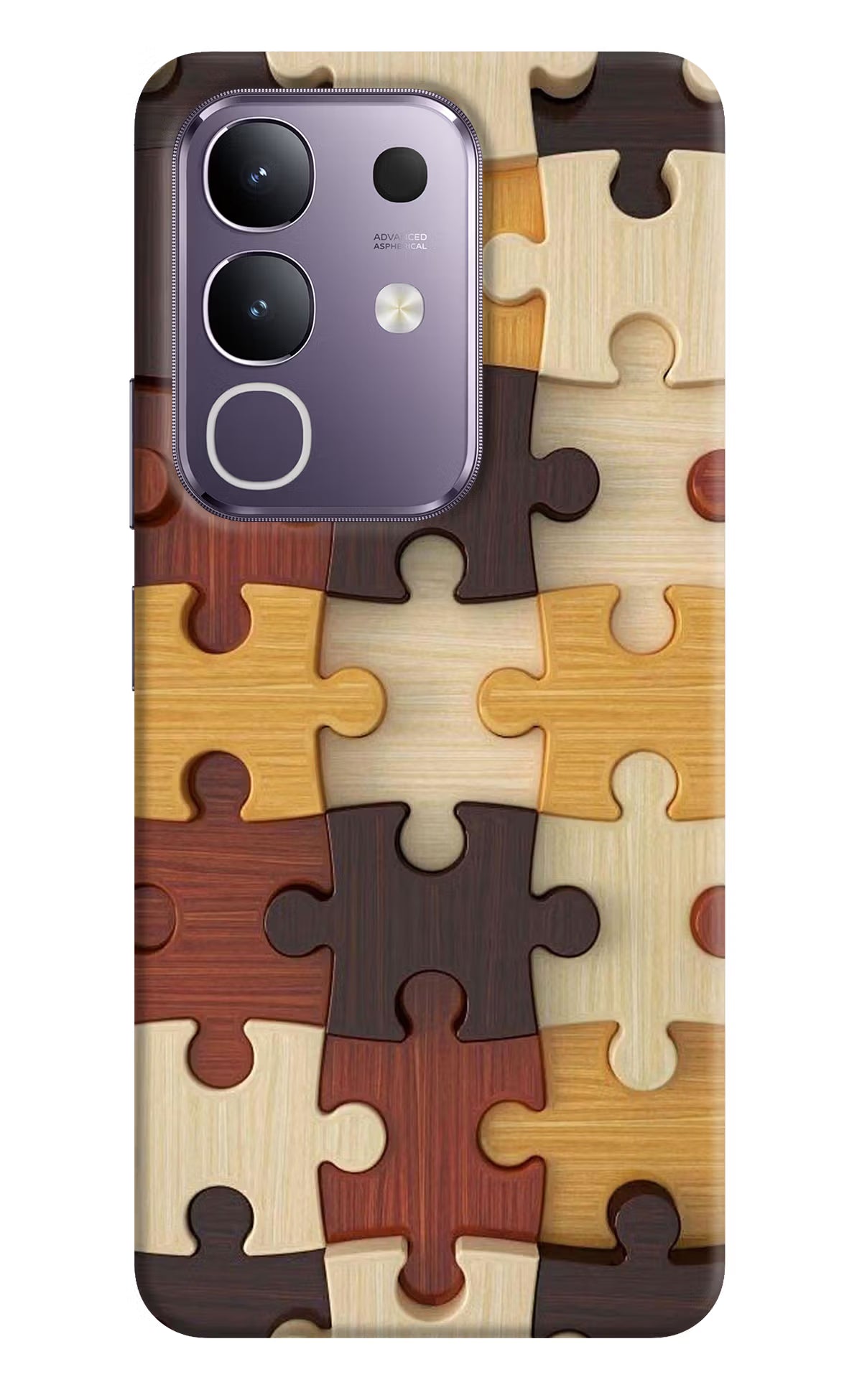 Wooden Puzzle Vivo T4x 5G Hard Case Back Cover by Casekaro