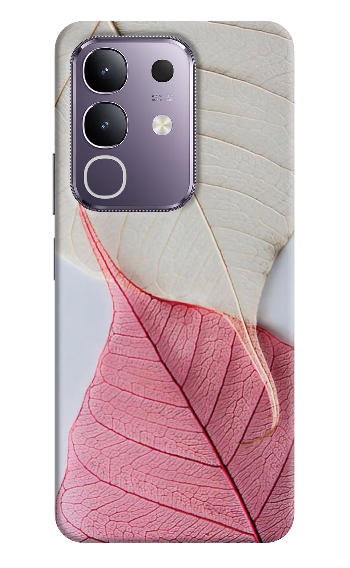 White Pink Leaf Vivo T4x 5G Hard Case Back Cover by Casekaro