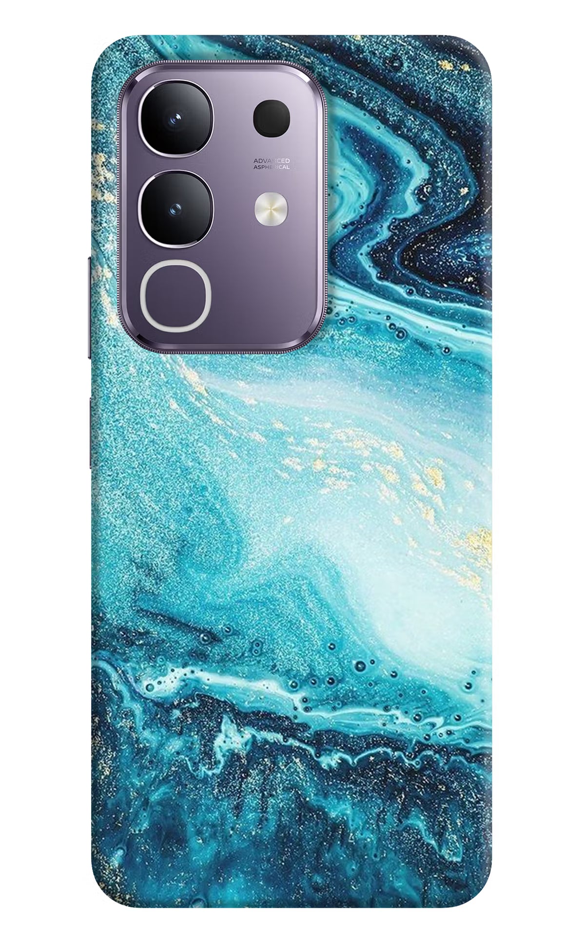 Blue Glitter Marble Vivo T4x 5G Hard Case Back Cover by Casekaro