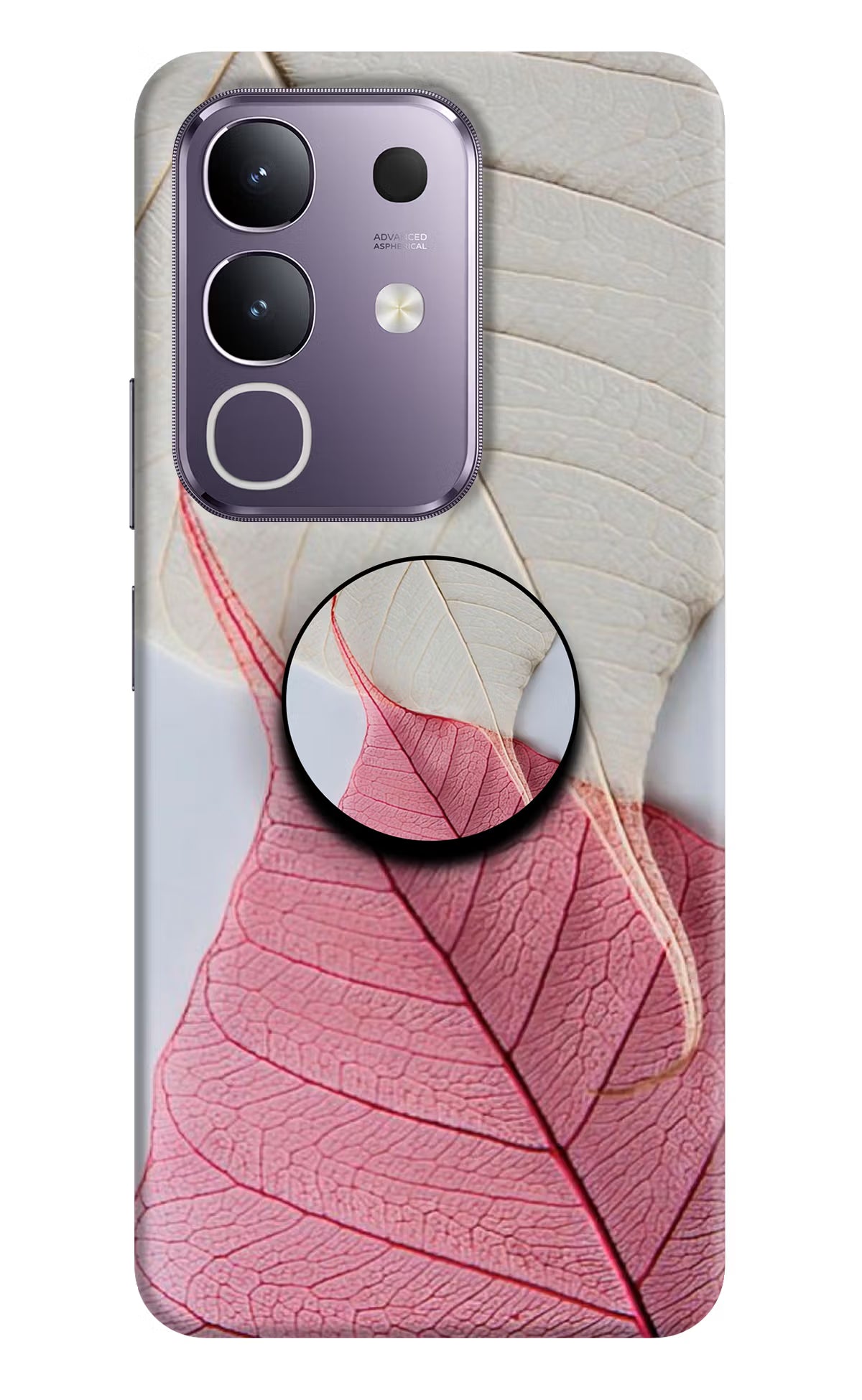 White Pink Leaf Vivo T4x 5G Pop Case by Casekaro
