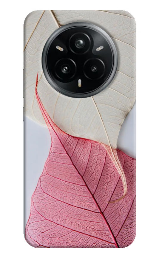 White Pink Leaf Realme 14 Pro Plus 5G Hard Case Back Cover by Casekaro