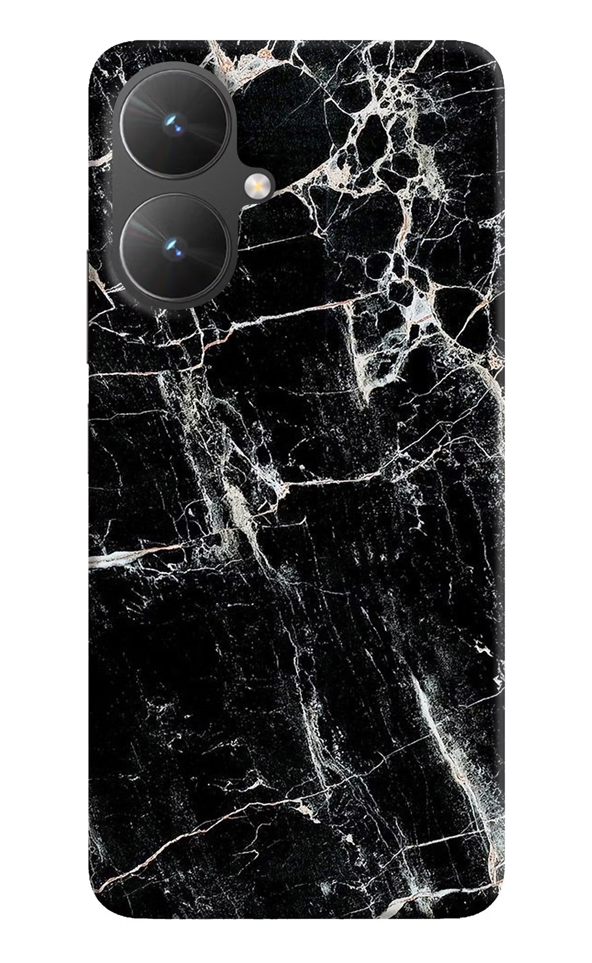 Black Marble Texture Poco M6 5G Hard Case Back Cover by Casekaro