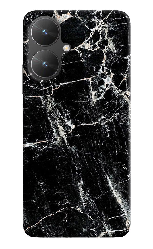 Black Marble Texture Poco M6 5G Hard Case Back Cover by Casekaro