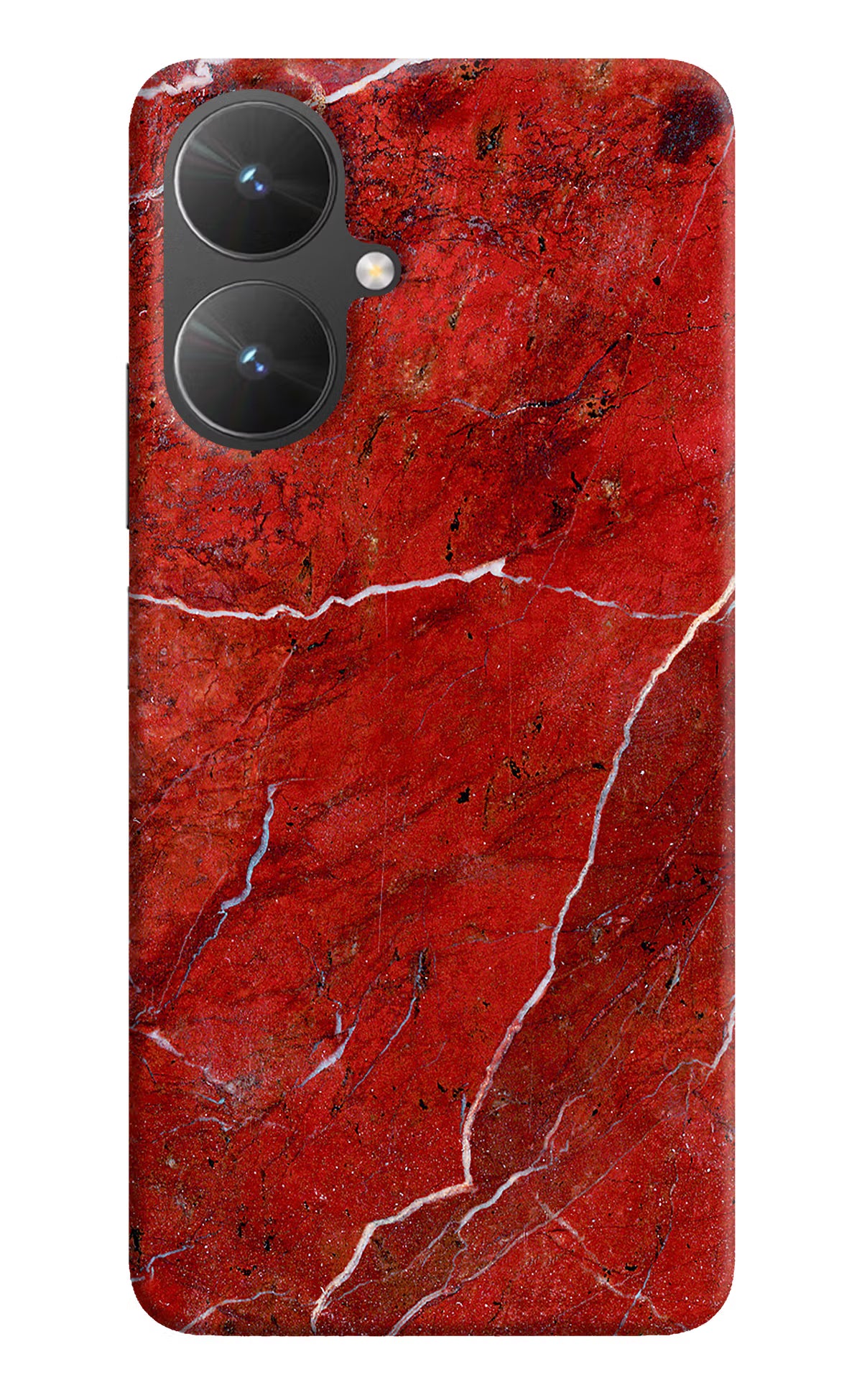 Red Marble Design Poco M6 5G Hard Case Back Cover by Casekaro