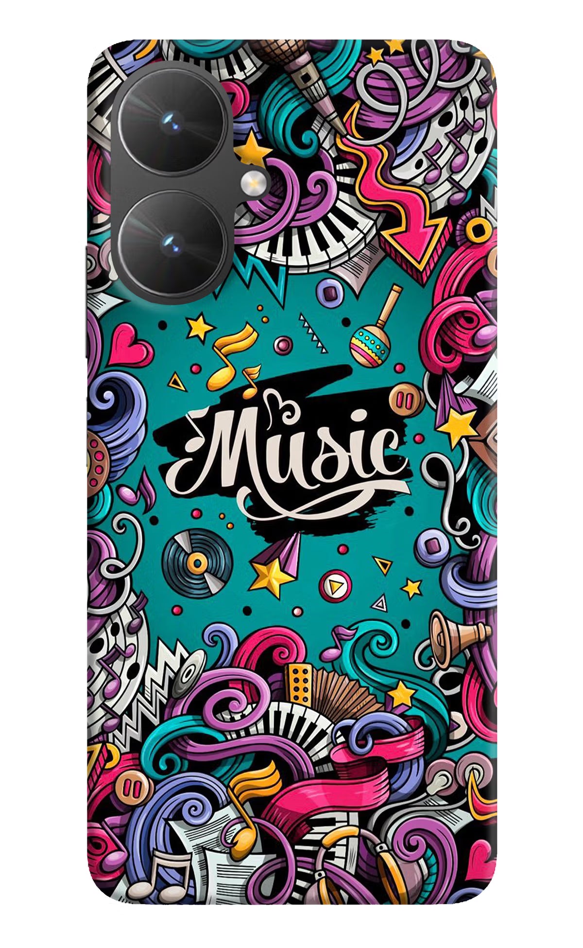 Music Graffiti Poco M6 5G Hard Case Back Cover by Casekaro