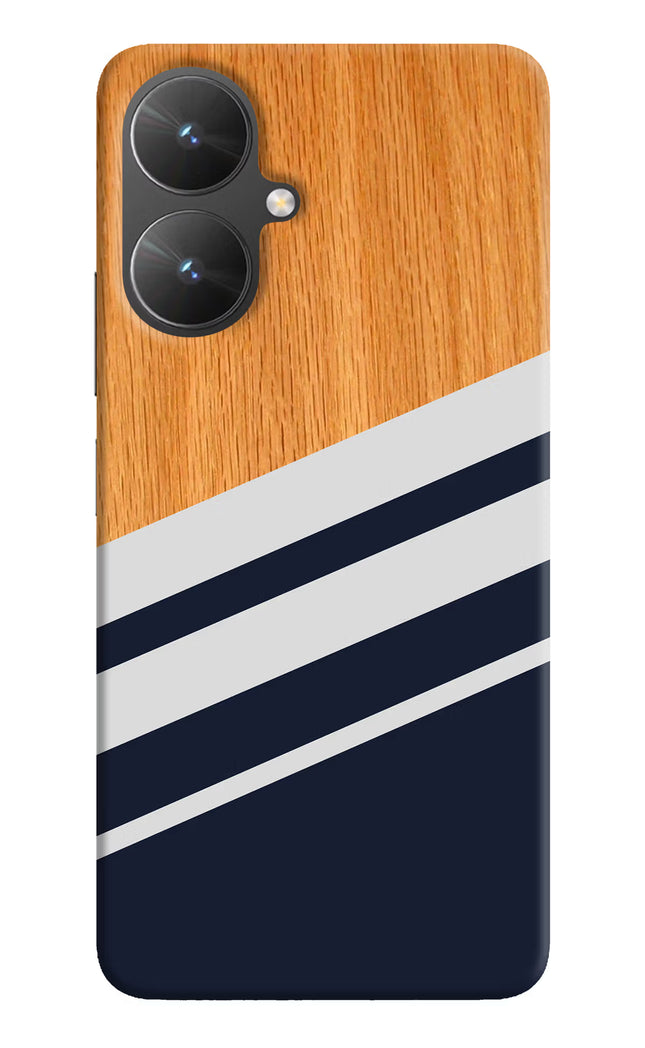 Blue and white wooden Poco M6 5G Hard Case Back Cover by Casekaro