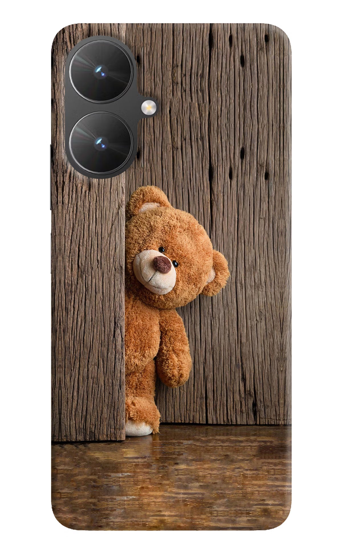 Teddy Wooden Poco M6 5G Hard Case Back Cover by Casekaro