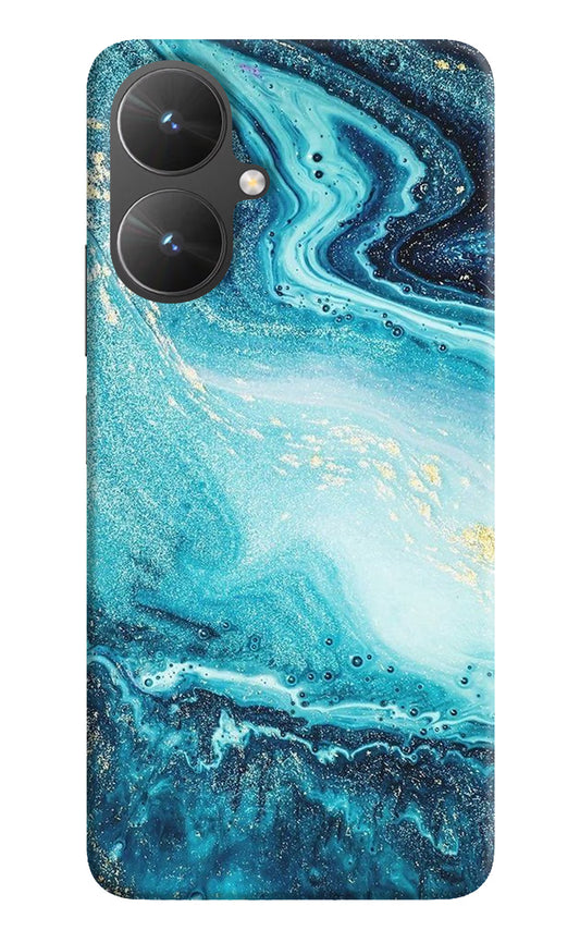 Blue Glitter Marble Poco M6 5G Hard Case Back Cover by Casekaro