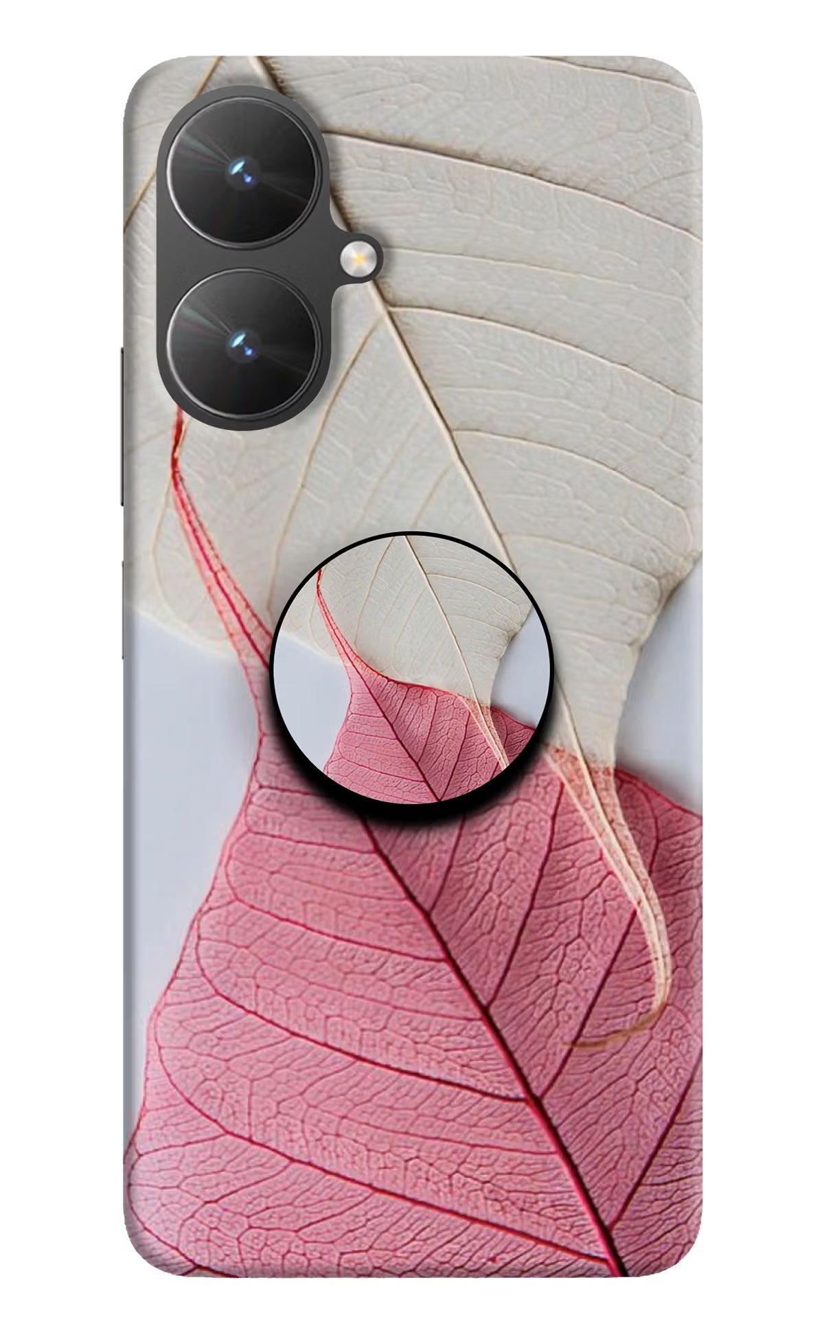 White Pink Leaf Poco M6 5G Pop Case by Casekaro