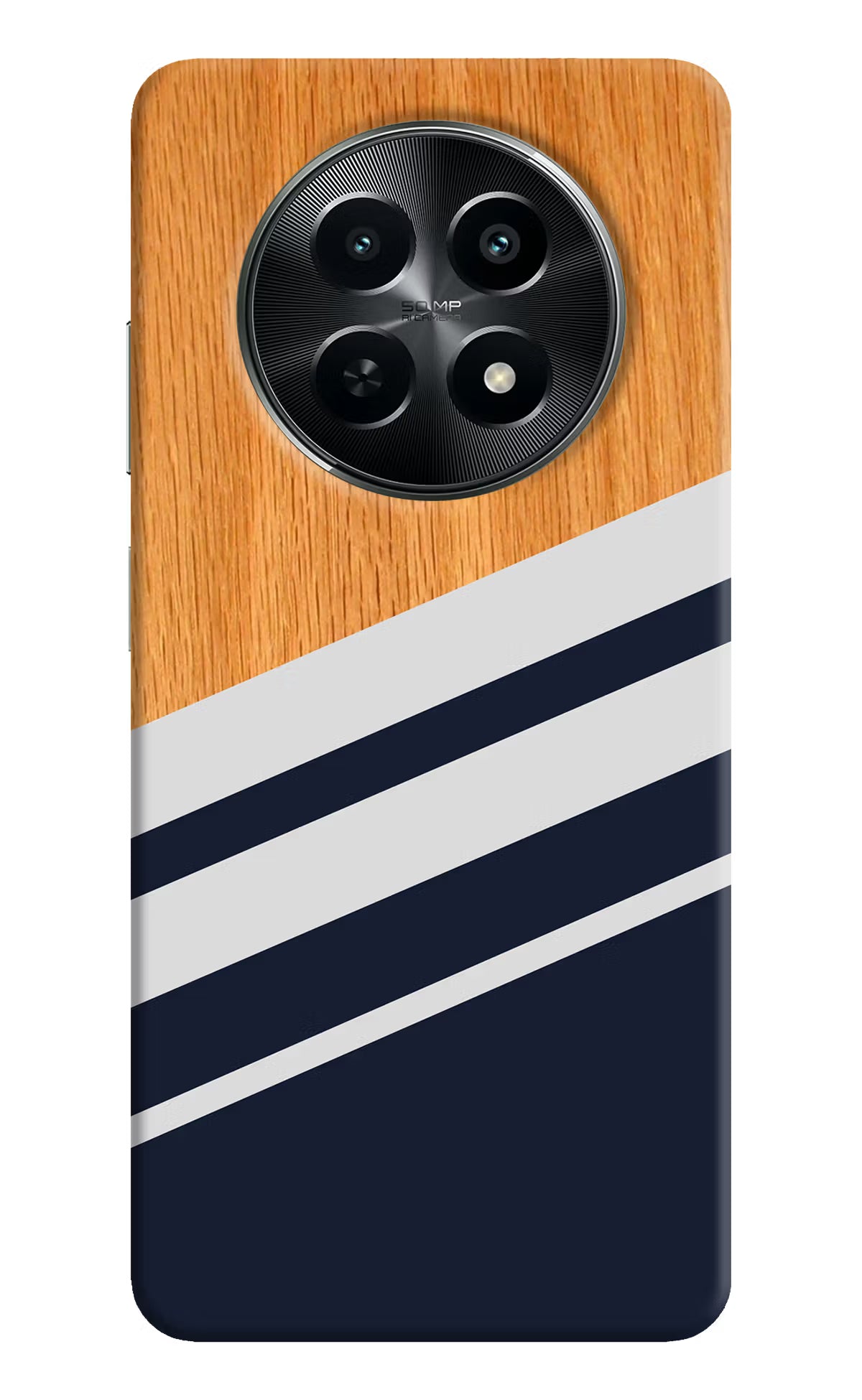 Blue and white wooden Realme C65 5G Hard Case Back Cover by Casekaro