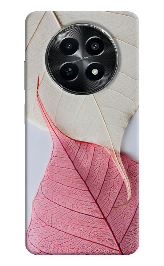 White Pink Leaf Realme C65 5G Hard Case Back Cover by Casekaro