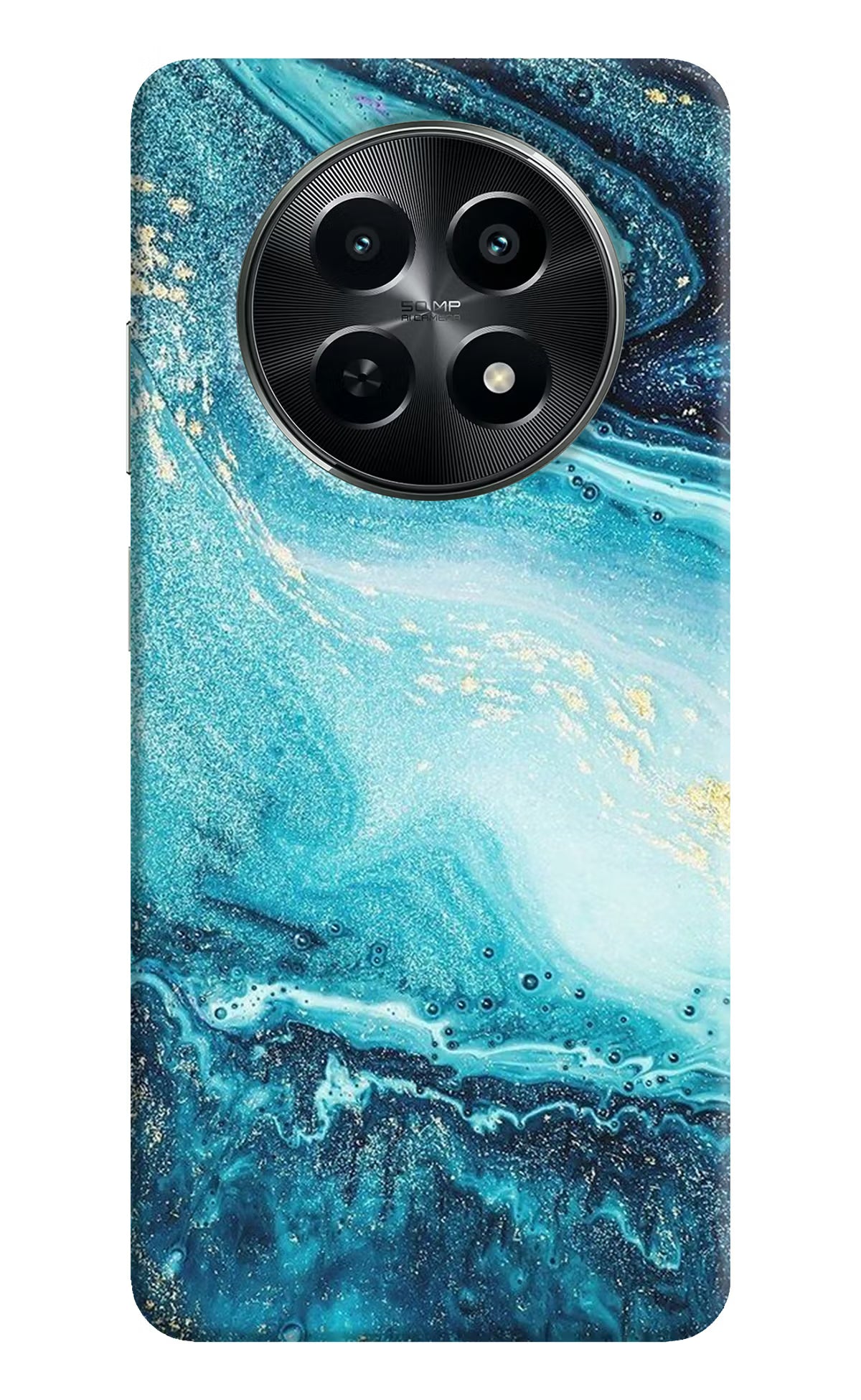Blue Glitter Marble Realme C65 5G Hard Case Back Cover by Casekaro