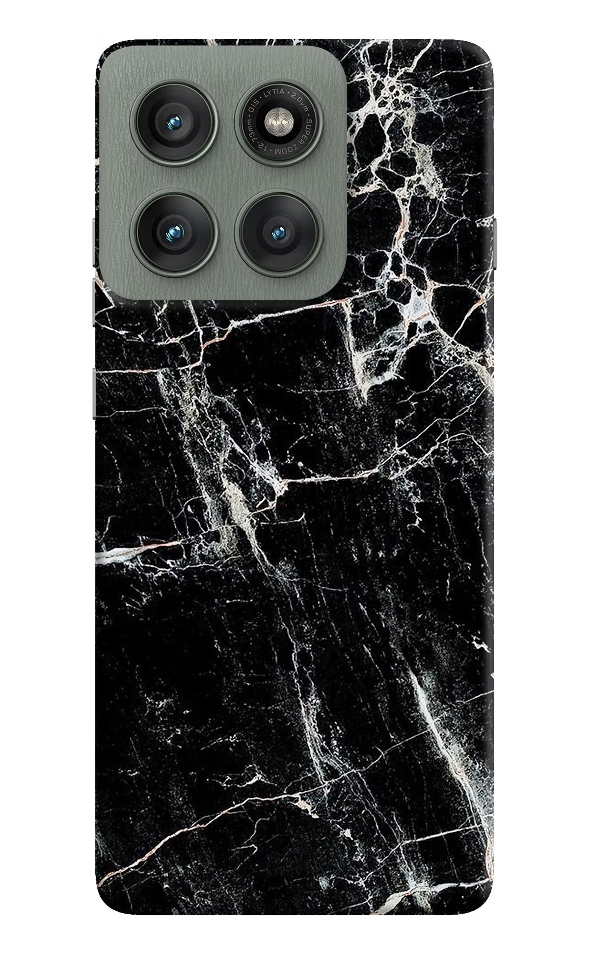 Black Marble Texture Moto Edge 60 Pro Hard Case Back Cover by Casekaro